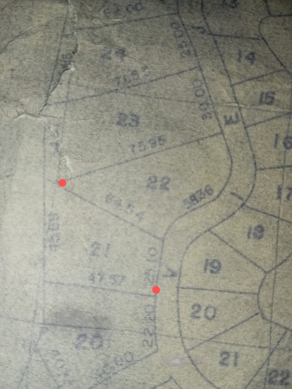 Plano de la Manzana 1 con los lotes 22 y 23